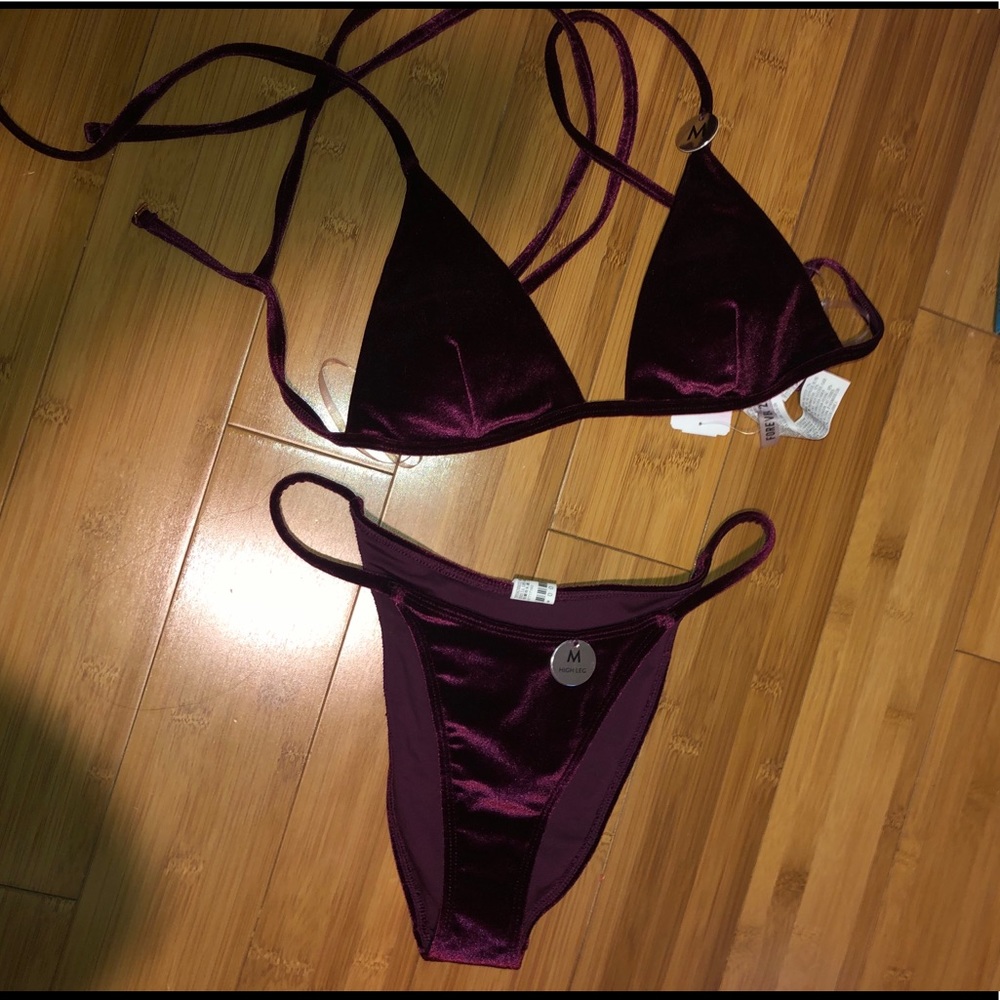 Velvet high leg bikini